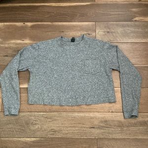 Wild Fable Oversized Comfy Heather Grey Long Sleeve Cropped Top